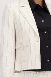 Kortere ecru blazer met zwart gestreept motief van More & More voor Dames