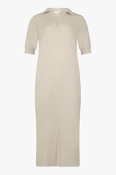 Lang beige kleed met V-hals van Liberty Island homewear voor Dames