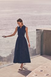 Productfoto 2 van Lang blauw kleed met broderie anglaise door AC by Annelien Coorevits voor Dames