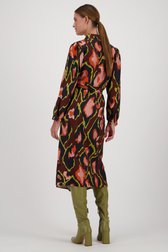 Lang bruin kleedje met print van Geisha voor Dames