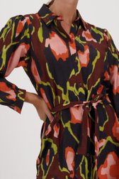 Lang bruin kleedje met print van Geisha voor Dames