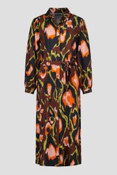 Lang bruin kleedje met print van Geisha voor Dames
