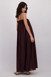 Detail van Lang bruin kleedje met streepmotief door Louise voor Dames