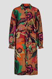 Lang camel kleedje met kleurrijke print van Geisha voor Dames