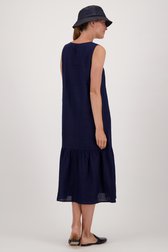 Lang donkerblauw kleedje in linnen van Opus voor Dames