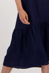 Lang donkerblauw kleedje in linnen van Opus voor Dames