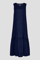 Lang donkerblauw kleedje in linnen van Opus voor Dames