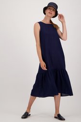 Lang donkerblauw kleedje in linnen van Opus voor Dames
