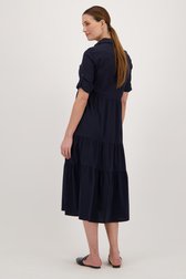Lang donkerblauw kleedje met volants van More & More voor Dames