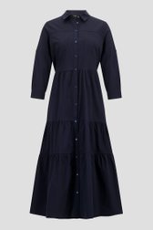 Lang donkerblauw kleedje met volants van More & More voor Dames