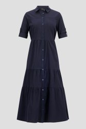 Lang donkerblauw kleedje met volants van More & More voor Dames