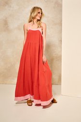 Lang koraalrood kleedje van AC by Annelien Coorevits voor Dames