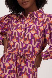 Lang paars kleedje met print van Geisha voor Dames
