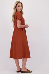 Achterkant van Lang roestbruin kleedje in linnen door Liberty Loving nature voor Dames