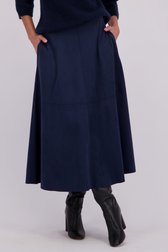 Voorkant van Lange blauwe rok met daimlook door D'Auvry voor Dames