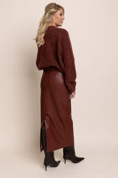 Achterkant van Lange bordeaux rok in leather look door AC by Annelien Coorevits voor Dames