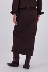 Achterkant van Lange donkerbruine jeansrok met split door Liberty Island Denim voor Dames