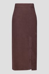 Productfoto 1 van Lange donkerbruine jeansrok met split door Liberty Island Denim voor Dames