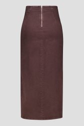 Productfoto 2 van Lange donkerbruine jeansrok met split door Liberty Island Denim voor Dames