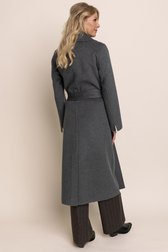 Achterkant van Lange grijze mantel met striklint door AC by Annelien Coorevits voor Dames