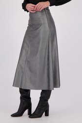 Voorkant van Lange grijze rok in leather look door Geisha voor Dames