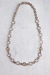 Voorkant van Lange ketting met ronde elementen in taupe door Liberty Island voor Dames