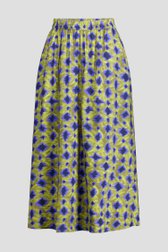 Productfoto 1 van Lange olijfgroene rok met blauwe print  door Libelle voor Dames
