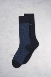 Voorkant van Lange sokken navy kousen - 2 paar door Hugo Boss voor Heren