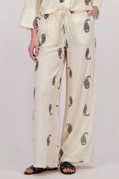 Detail van Lichtbeige broek met zwart paisley motief door JDY voor Dames