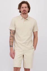 Voorkant van Lichtbeige polo met korte mouwen in structuurstof door Ravøtt voor Heren