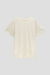Productfoto 1 van Lichtbeige T-shirt met groen gestreept motief door Bluefields voor Heren
