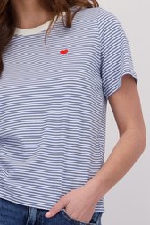 Detail van  Lichtblauw gestreept T-shirt  door JDY voor Dames