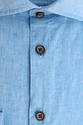 Lichtblauw hemd in linnen en katoen - slim fit van Upper East voor Heren