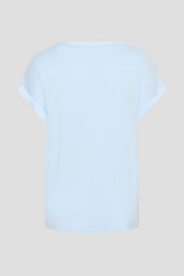 Productfoto 2 van Lichtblauw katoenen T-shirt met satin look door Kaffe Curve voor Dames