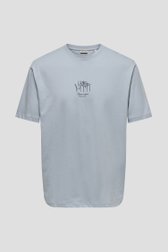 Productfoto 1 van Lichtblauw T-shirt met backprint door Only & Sons voor Heren