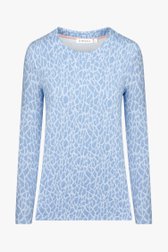 Lichtblauw T-shirt met print in structuurstof van Bicalla voor Dames