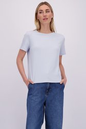 Voorkant van Lichtblauw T-shirt met ronde hals door Liberty Island voor Dames