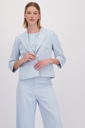 Voorkant van Lichtblauwe blazer met knoop  door More & More voor Dames