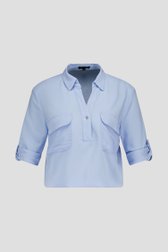 Lichtblauwe blouse met borstzakken van More & More voor Dames