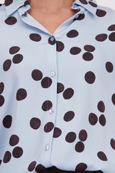 Detail van Lichtblauwe blouse met bruine stippenprint door D'Auvry voor Dames