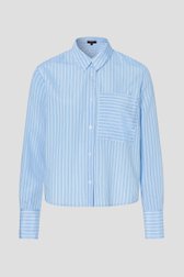 Lichtblauwe blouse met wit gestreept motief van More & More voor Dames