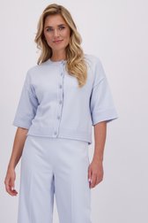 Voorkant van Lichtblauwe cardigan met 3/4 mouwen door Libelle voor Dames