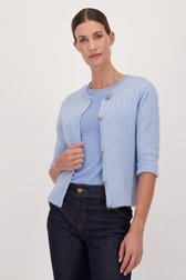 Lichtblauwe cardigan met halflange mouwen van More & More voor Dames