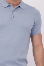 Detail van Lichtblauwe gebreide polo met korte mouwen door Michaelis voor Heren