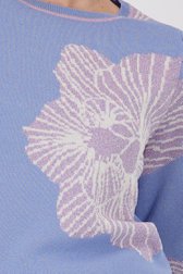 Lichtblauwe gebreide trui met bloemenprint van D'Auvry voor Dames