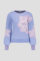 Lichtblauwe gebreide trui met bloemenprint van D'Auvry voor Dames
