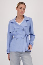 Lichtblauwe jas met suède look van Liberty Island voor Dames