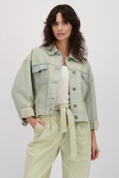 Achterkant van Lichtblauwe jeansvest met verwassen effect door Louise voor Dames