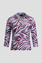 Productfoto 1 van Lichtblauwe polo met bordeaux motief door Claude Arielle voor Dames