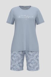 Lichtblauwe pyjamaset met T-shirt en short van Liberty Island voor Dames